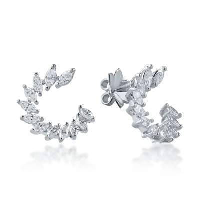Cercei stud din aur alb cu diamante marquise de 1.4ct