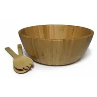 Bol pentru Salata si 2 Ustensile, din Bambus, 30 x 30 x 10 cm, Grunberg