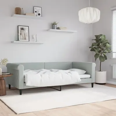 vidaXL Cadru de pat, gri deschis, 90x190 cm, catifea