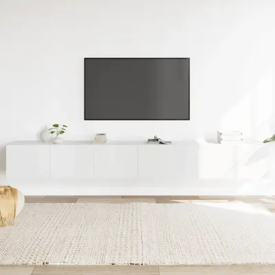 vidaXL Set comodă TV, 3 piese, alb, lemn prelucrat