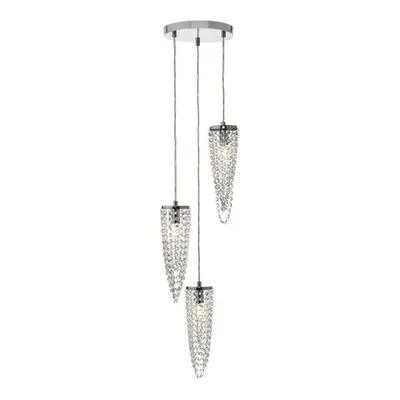 Lampa suspendata Nuala 3 Light Cluster Pendant Polished Chrome & Crystal