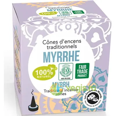 Conuri Parfumate Naturale Indiene cu Smirna 12buc