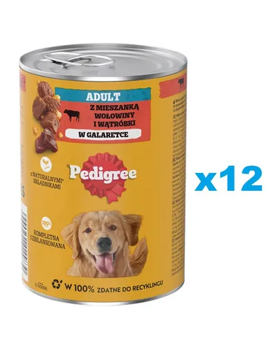 Conserve PEDIGREE Adult 12x400g pentru caini, cu vita si ficat in aspic