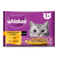 Whiskas hrana umeda pentru pisici adulte cu carne de pasare in sos 4x85g