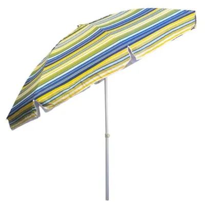 Umbrela Protectie Solara, Diametru 2.4 m, cu Inclinare si Cosulet, Structura Metalica, Verde / Albastru