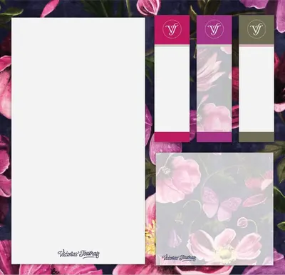 Foi și indexuri autoadezive Victoria's Journals Florals - Albastru, pe bază solidă