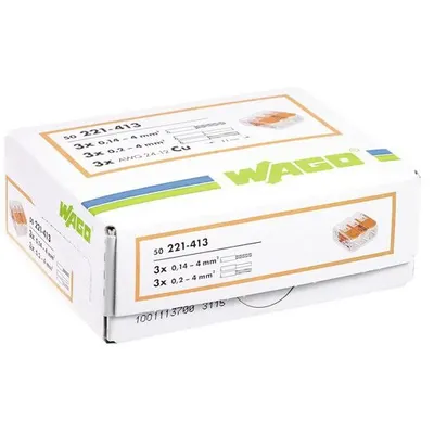 Cutie 50 bucati cleme cu maneta 4mm2 3 pini max.32A Wago 221-413