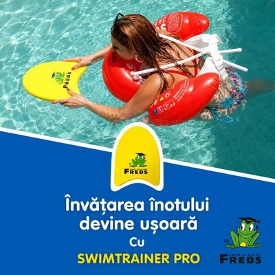 Colac de inot Swimtrainer Pro pentru adulti si adolescenti 12-99 ani, 60-90 kg, Freds Swim Academy, certificat TUV SUD