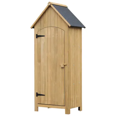 Outsunny Magazie de Scule, casuta de Gradina, sopron din Lemn, Impermeabila cu Usi si Rafturi 77.5x54.2x179.5cm | Aosom Romania