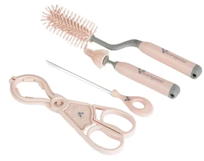 Set de perii si cleme pentru biberoane Cangaroo - roz