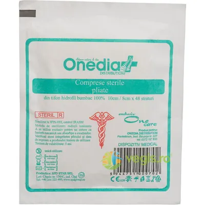 Comprese Sterile Pliate One Care 10cm/8cm x 48buc