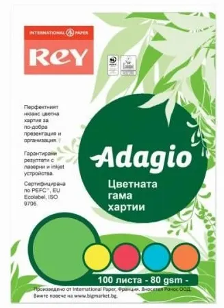 Hartie colorata pentru copiator Rey Adagio - Mix, A4, 80 g 100 coli