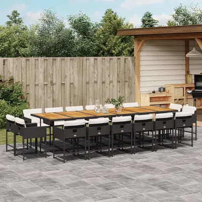Gossi set mobilier de gradina cu perne, 17 piese, negru, poliratan