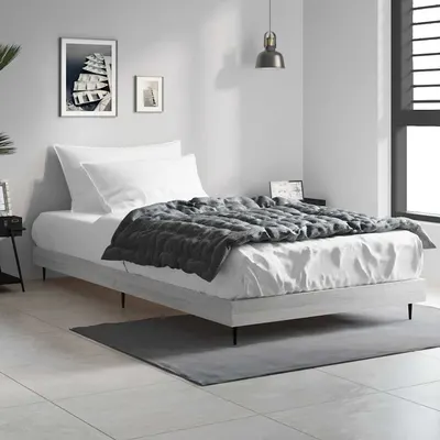 vidaXL Cadru de pat, gri sonoma, 90x200 cm, lemn prelucrat