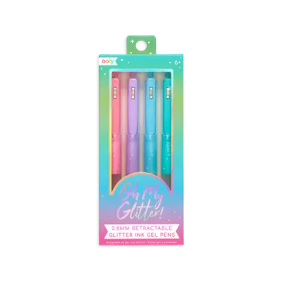 Pixuri retractabile cu gel si sclipici, Oh My Glitter!, set 4 culori