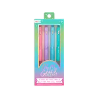 Pixuri retractabile cu gel si sclipici, Oh My Glitter!, set 4 culori