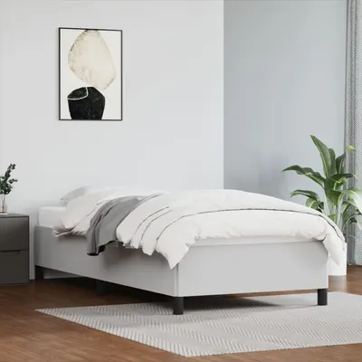 vidaXL Cadru de pat fără saltea, alb, 90x200 cm, piele ecologică