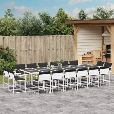 Gossi set mobilier de gradina, 17 piese, cu perne, alb, textilena