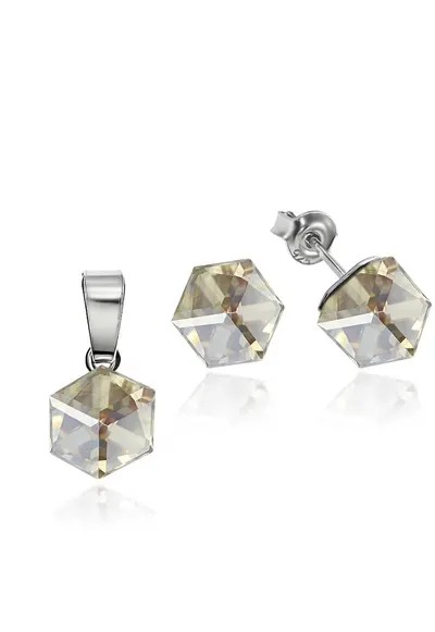 Set Argint 925 placat cu rodiu cu cristale Swarovski® Cubic 6mm - Surub - Auriu