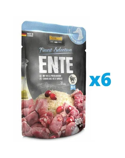 BELCANDO Finest Selection hrana umeda pentru caini, cu rata cu orez si merisoare de munte 6x300 g