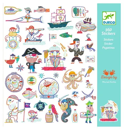 Set de stickere Djeco - Atacuri ale piraților, 160 bucăți