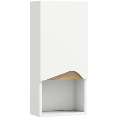 HOMCOM Dulap de baie de perete cu ușă cu închidere silențioasă și compartiment deschis 30 x 17 x 67 cm Alb | Aosom Romania