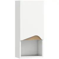 HOMCOM Dulap de baie de perete cu ușă cu închidere silențioasă și compartiment deschis 30 x 17 x 67 cm Alb | Aosom Romania