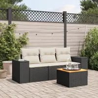 Gossi set mobilier de gradina cu perne, 4 piese, negru, poliratan