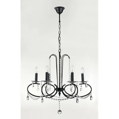 Candelabru Diamant Crystal Fermelle,6 becuri dulie E14, 230V,D.62cm, H.66 cm,Negru