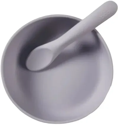 Set cupă silicon cu vacuum și linguriță Vital Baby - Mov