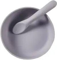 Set cupă silicon cu vacuum și linguriță Vital Baby - Mov