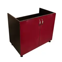 Masca pentru chiuveta cu 2 usi Zebra, Wenge/MDF Rosu, fara blat, 80 x 82 x 50 cm