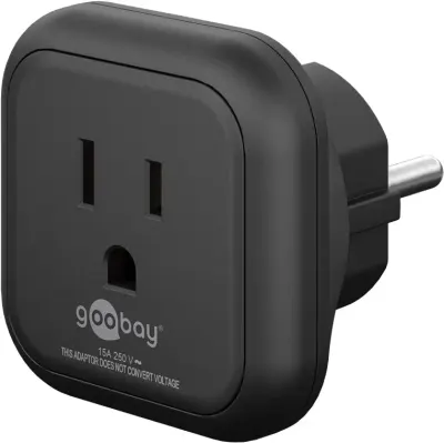 Adaptor de alimentare tip F CEE 7/4 - mama America Japonia tip B NEMA 5-15 3pini 15A Goobay 45350