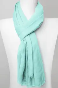 Esarfa dreptunghiulara din matase si vascoza, verde menta