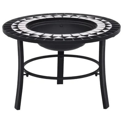 Gossi vatra de foc cu mozaic, negru si alb, 68 cm, ceramica