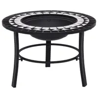Gossi vatra de foc cu mozaic, negru si alb, 68 cm, ceramica
