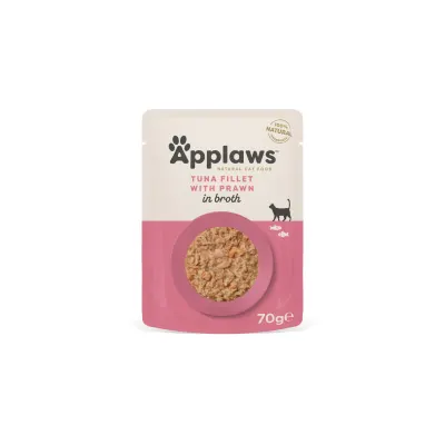 APPLAWS File, Ton și Creveți, plic hrană umedă pisici, (în supă), 70g