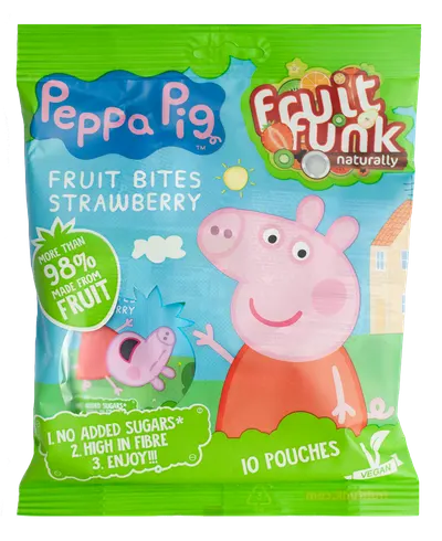 Gustare din fructe cu capsuni Peppa Pig, 100g, Fruit Funk