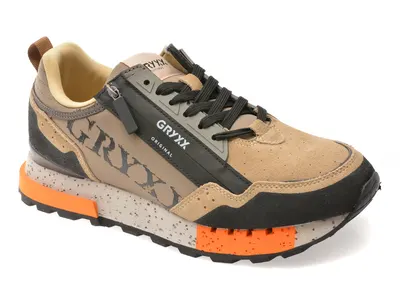 Pantofi sport GRYXX gri, 6013, din material textil si piele naturala