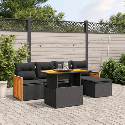Gossi set mobilier de gradina cu perne, 6 piese, negru, poliratan