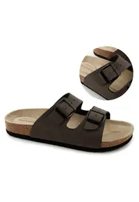 Slapi dama Jozefina - piele vegana - culoare maro - talpa din pluta si cauciuc - design slip-on