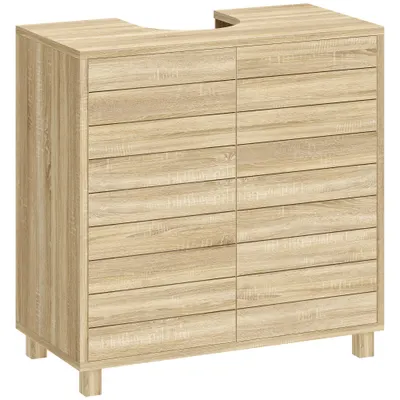 HOMCOM Dulap Sub Lavoar, Baie cu Raft Reglabil, Design Push-to-Open | Aosom Romania