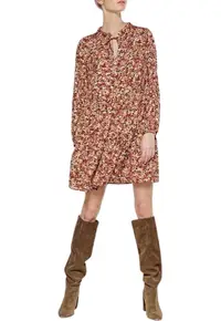 Rochie dama flori - evazata - multicolor - poliester