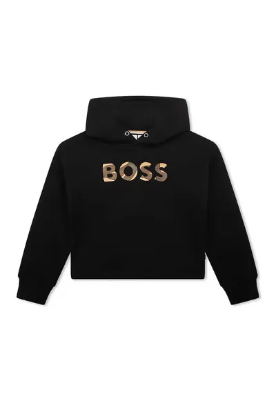 BOSS - Hanorac cu imprimeu logo - Auriu/Negru