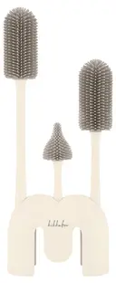 Perii pentru sticle KikkaBoo - Platinum Silicone, 3 bucăți cu suport, Sand