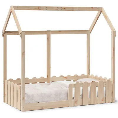 Gossi cadru pat tip casa pentru copii, 70x140 cm, lemn masiv de pin
