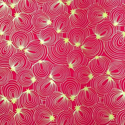 Hârtie pentru ambalat cadouri, culoarea roșu, spirală cu steluțe aurii, 200x70 cm