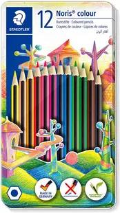 Creioane colorate Staedtler Noris Colour 185 - 12 culori, in cutie metalica