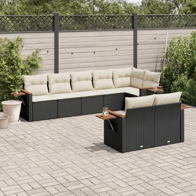 Gossi set mobilier de gradina cu perne, 8 piese, negru, poliratan