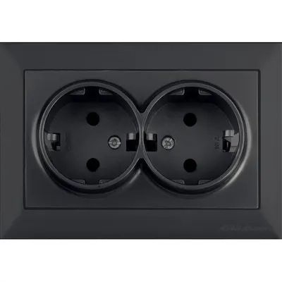 Priza dubla bachelita Mutlusan Candela 2125 202 0284, 2P, 16A, 250V, Negru Catifea